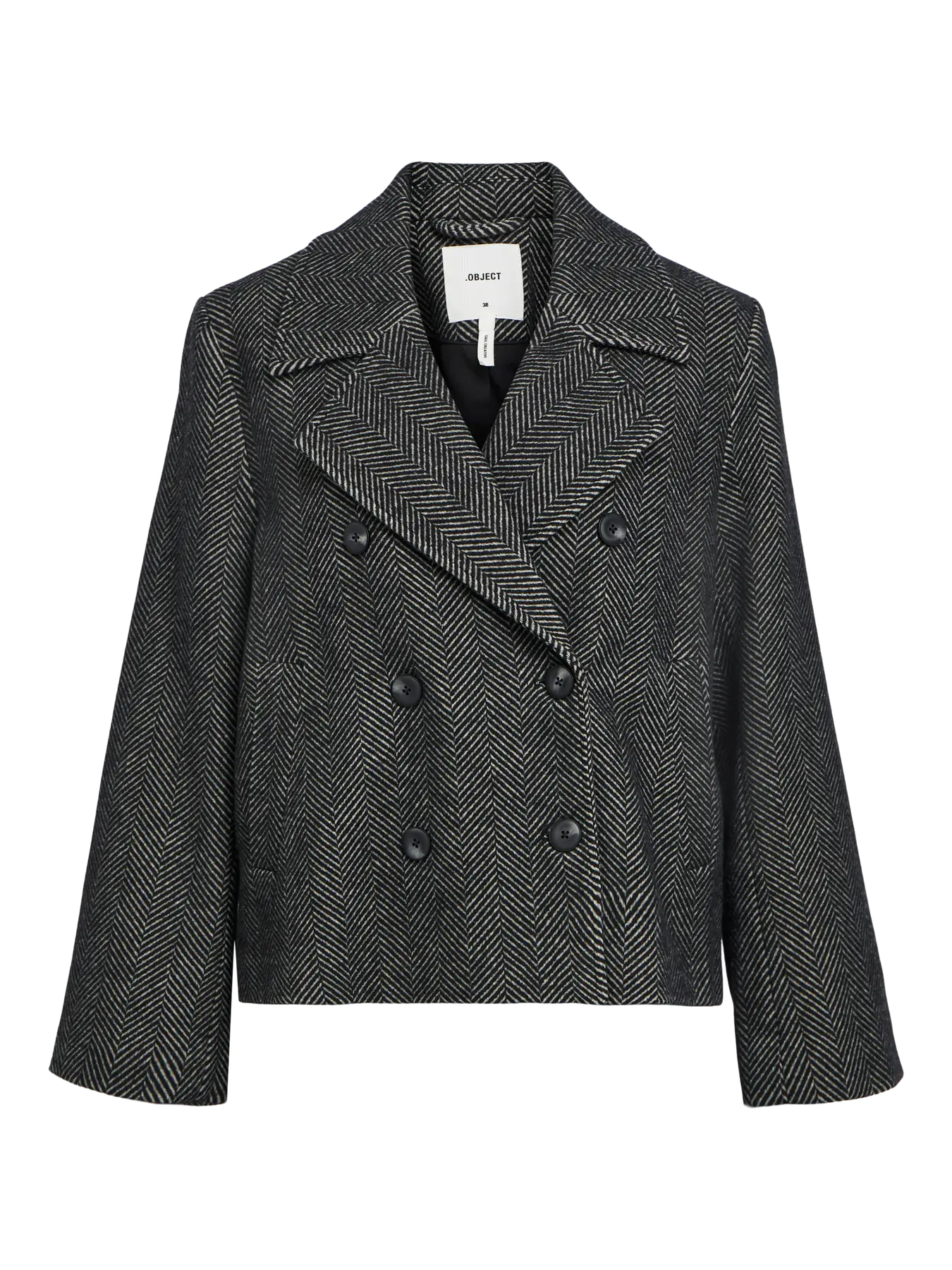 Abrigo corto de espiga gris humo · Object