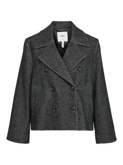 Abrigo corto de espiga gris humo · Object