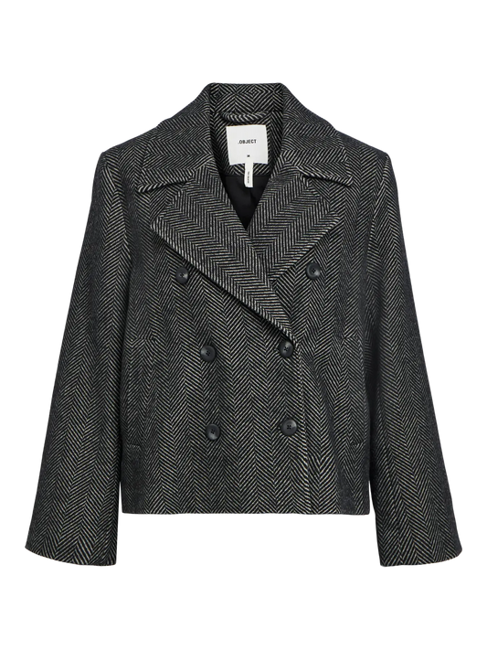 Abrigo corto de espiga gris humo · Object