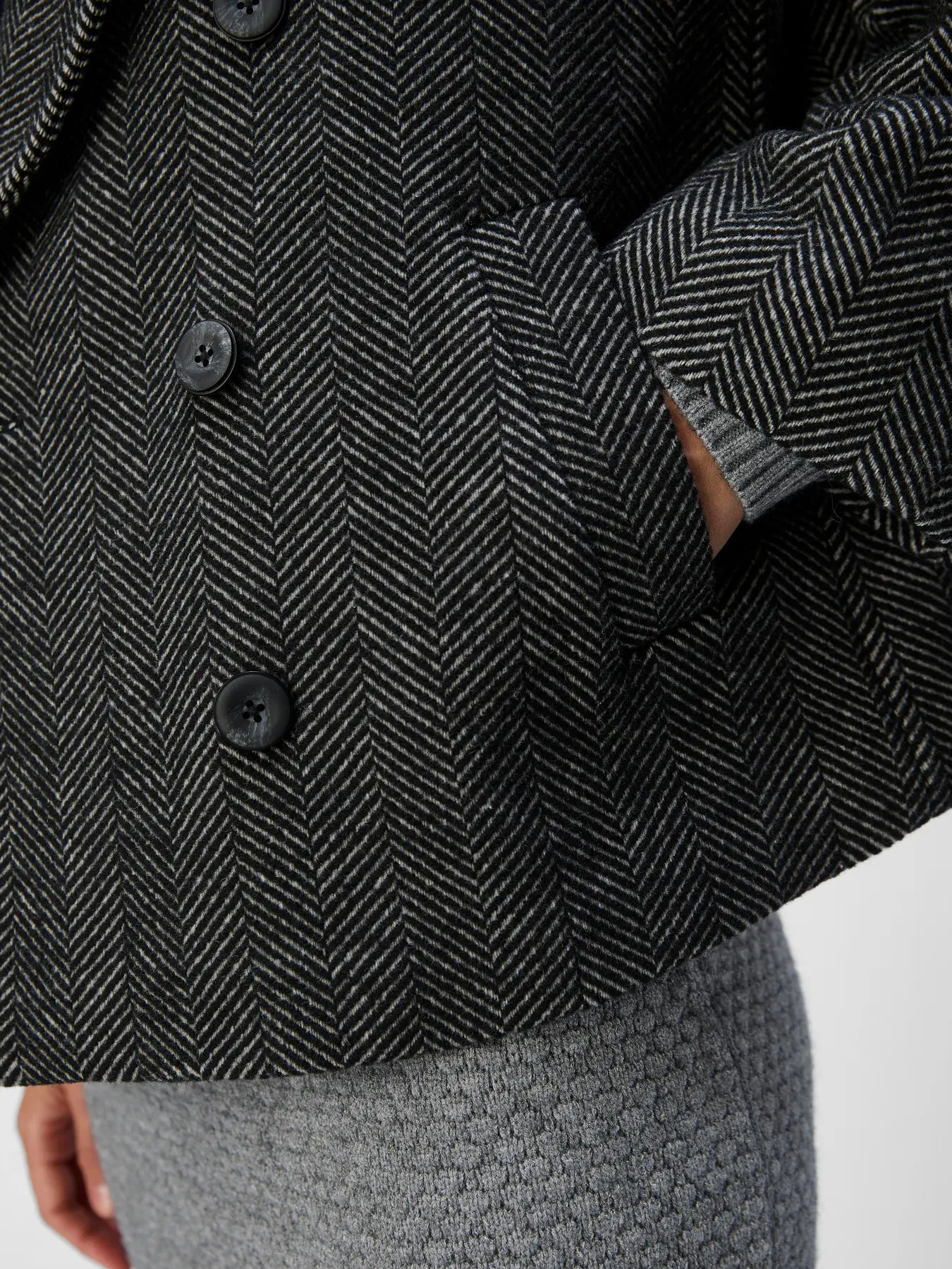 Abrigo corto de espiga gris humo · Object