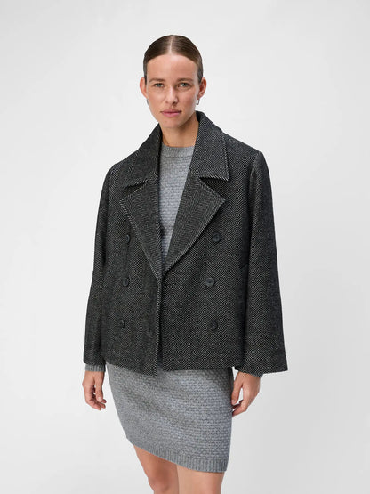 Abrigo corto de espiga gris humo · Object