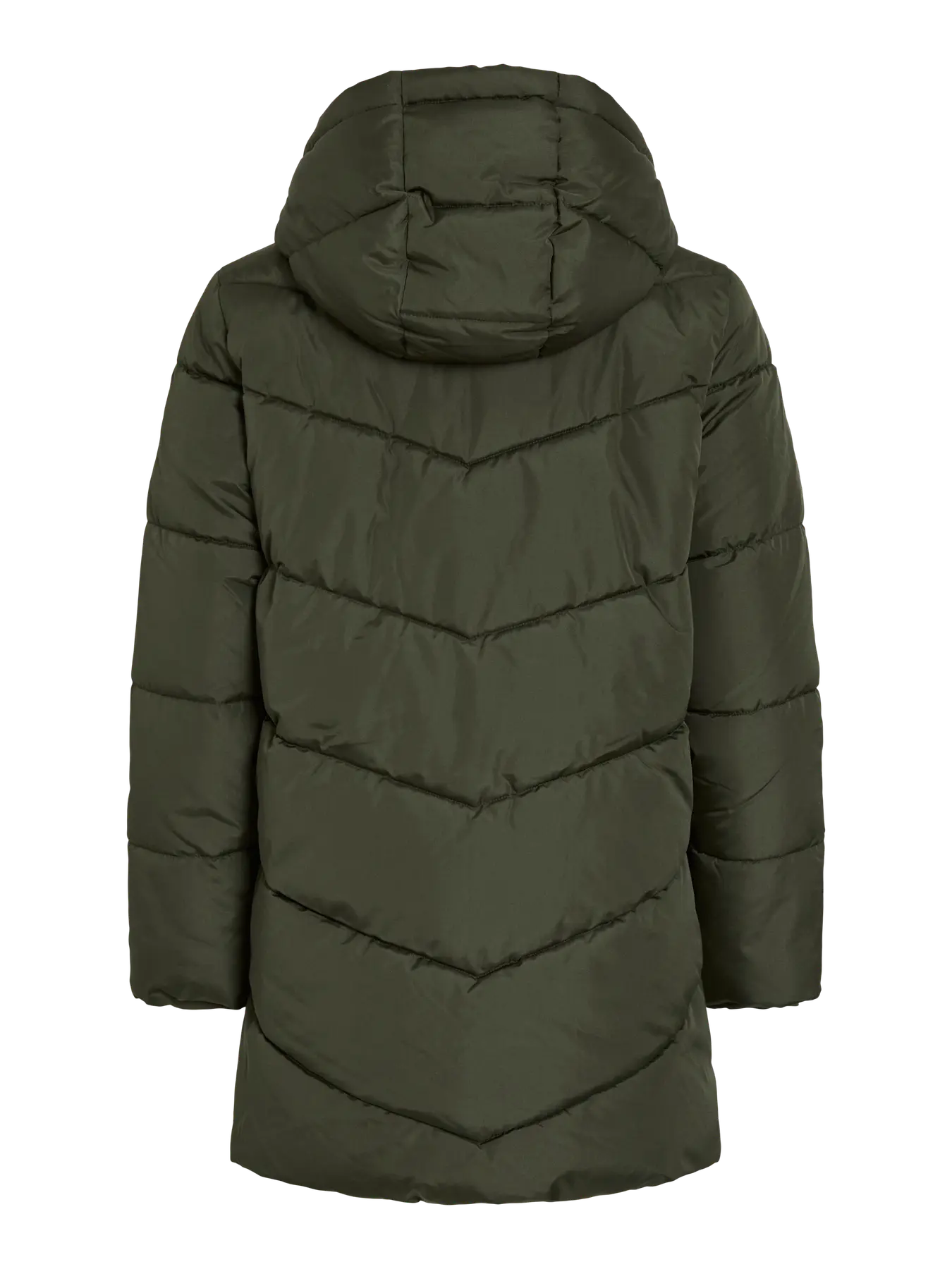 Chaqueta verde militar con capucha y cremalleras negras de V I L A