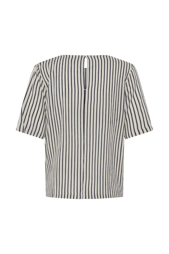 Conjunto de rayas verticales beige y azul marino ICHI – blusa + pantalón fluido