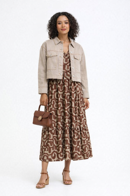 CHAQUETA DENIM BEIGE ARENA / TAUPE – CORTA