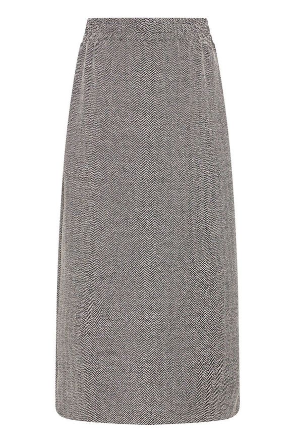 Falda larga espiga gris y negro con abertura frontal – ICHI