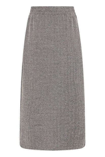 Falda larga espiga gris y negro con abertura frontal – ICHI