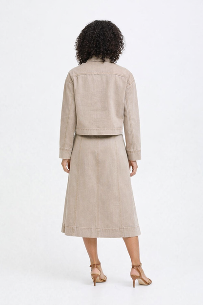 CHAQUETA DENIM BEIGE ARENA / TAUPE – CORTA