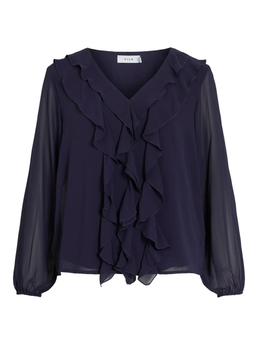 Blusa de gasa con volantes  VILA