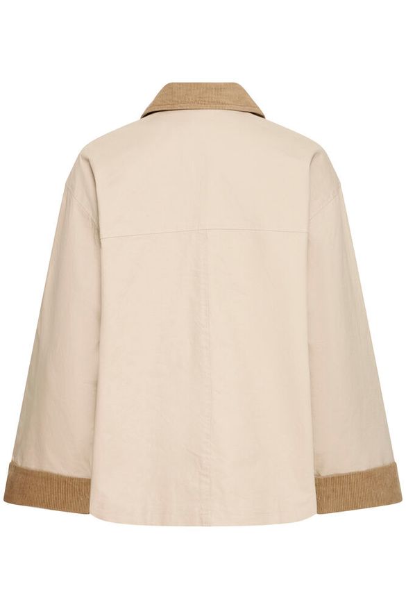 Chaqueta mujer beige entretiempocon cuello de micropana – b.young