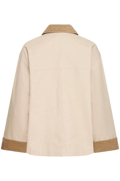Chaqueta mujer beige entretiempocon cuello de micropana – b.young