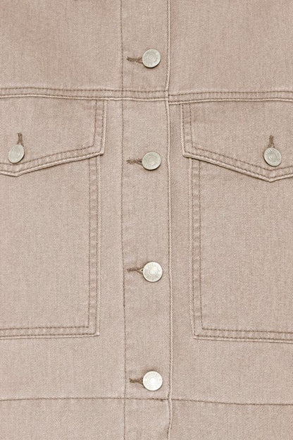 CHAQUETA DENIM BEIGE ARENA / TAUPE – CORTA