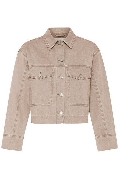 CHAQUETA DENIM BEIGE ARENA / TAUPE – CORTA